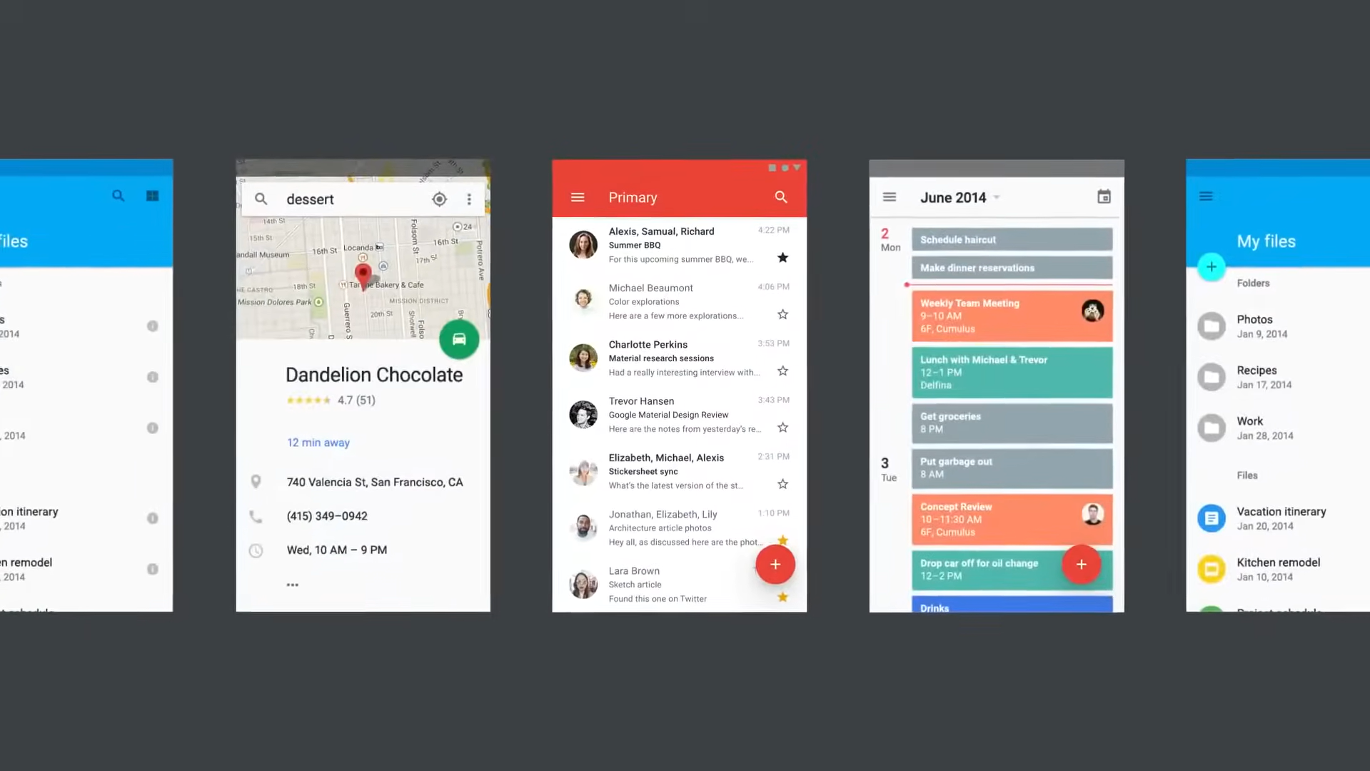 Screenshot of Material Design 1.0 apps - Google